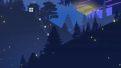 唯美夜晚树木与山剪影背景视频视频的预览图